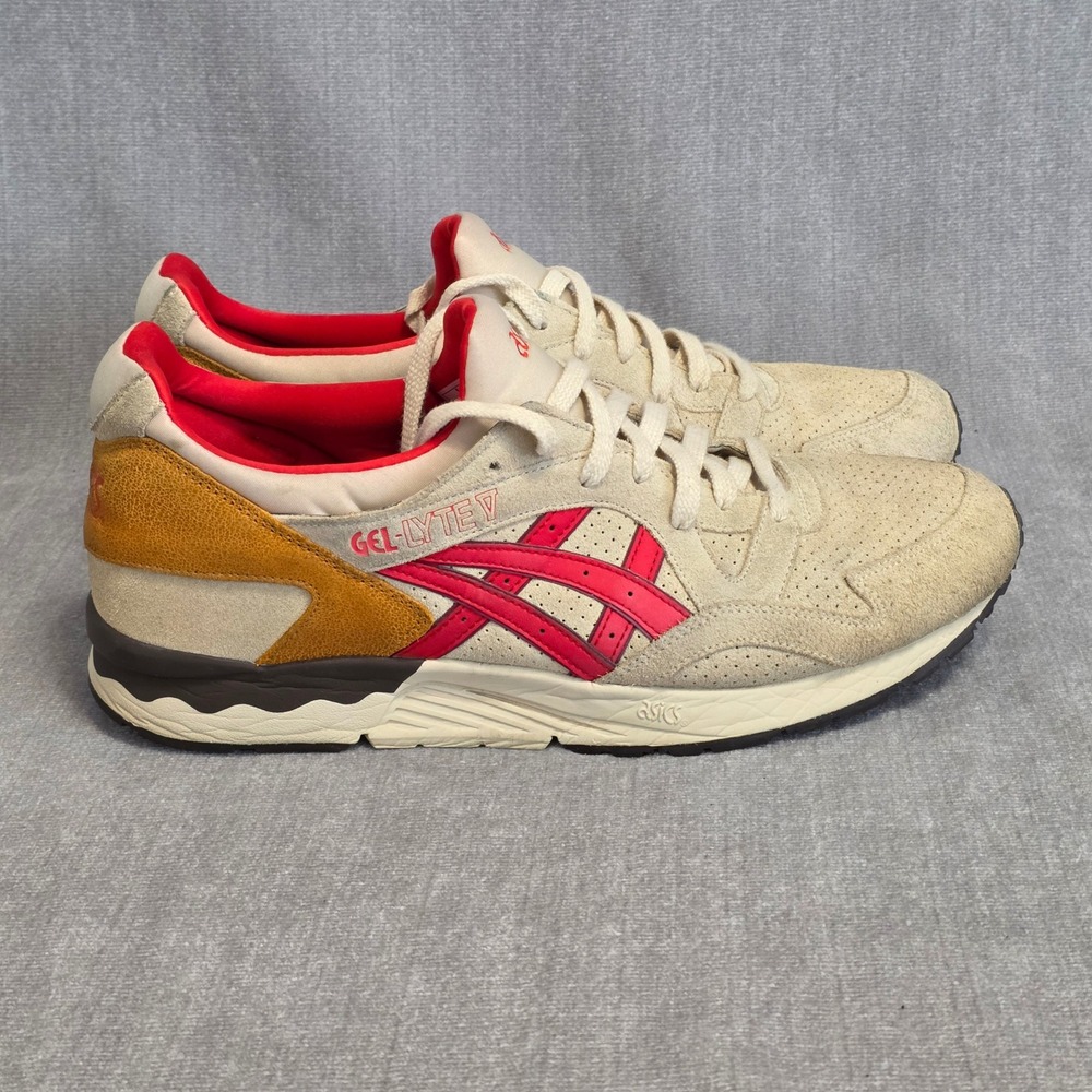 ASICS Gel-Lyte V Mens Size 13 Cream Red Tan Retro Running Sneakers H6B0K-0505
